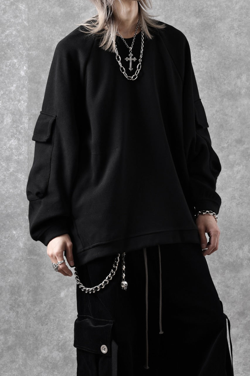 A.F ARTEFACT FLAP POCKET RAGLAN TOP / COPE KNIT JERSEY (BLACK)