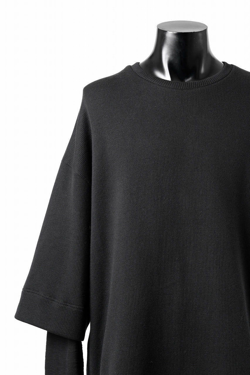 A.F ARTEFACT SIDE ZIP LAYERED PULLOVER / RIB KNIT JERSEY (BLACK)