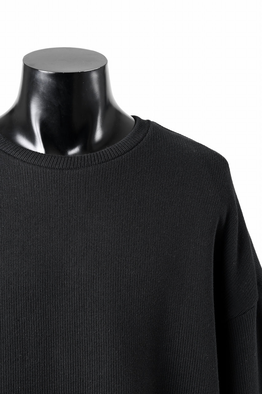 A.F ARTEFACT SIDE ZIP LAYERED PULLOVER / RIB KNIT JERSEY (BLACK)