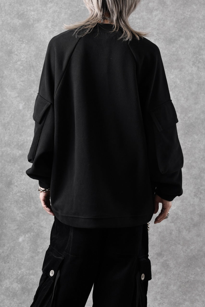 A.F ARTEFACT FLAP POCKET RAGLAN TOP / COPE KNIT JERSEY (BLACK)