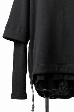 Load image into Gallery viewer, A.F ARTEFACT SIDE ZIP LAYERED PULLOVER / RIB KNIT JERSEY (BLACK)