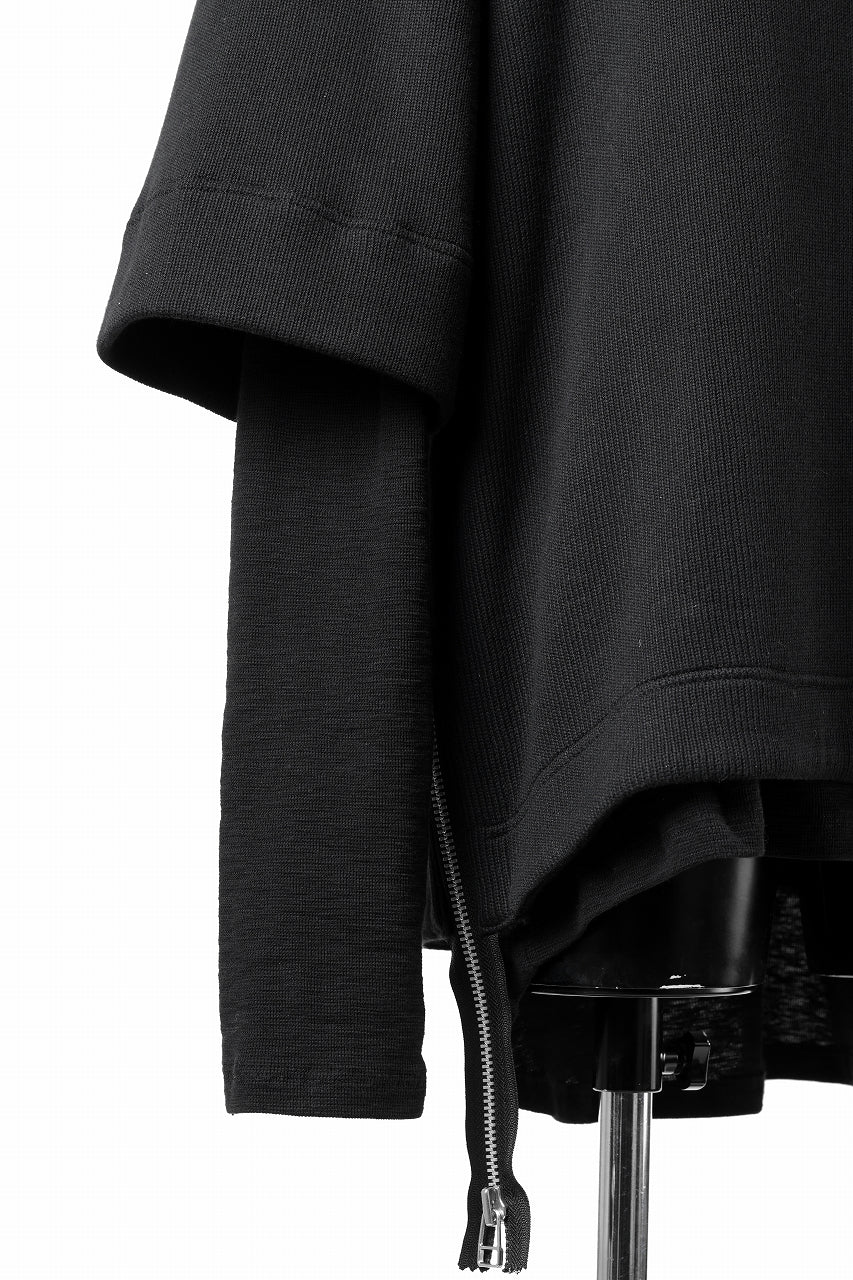 A.F ARTEFACT SIDE ZIP LAYERED PULLOVER / RIB KNIT JERSEY (BLACK)