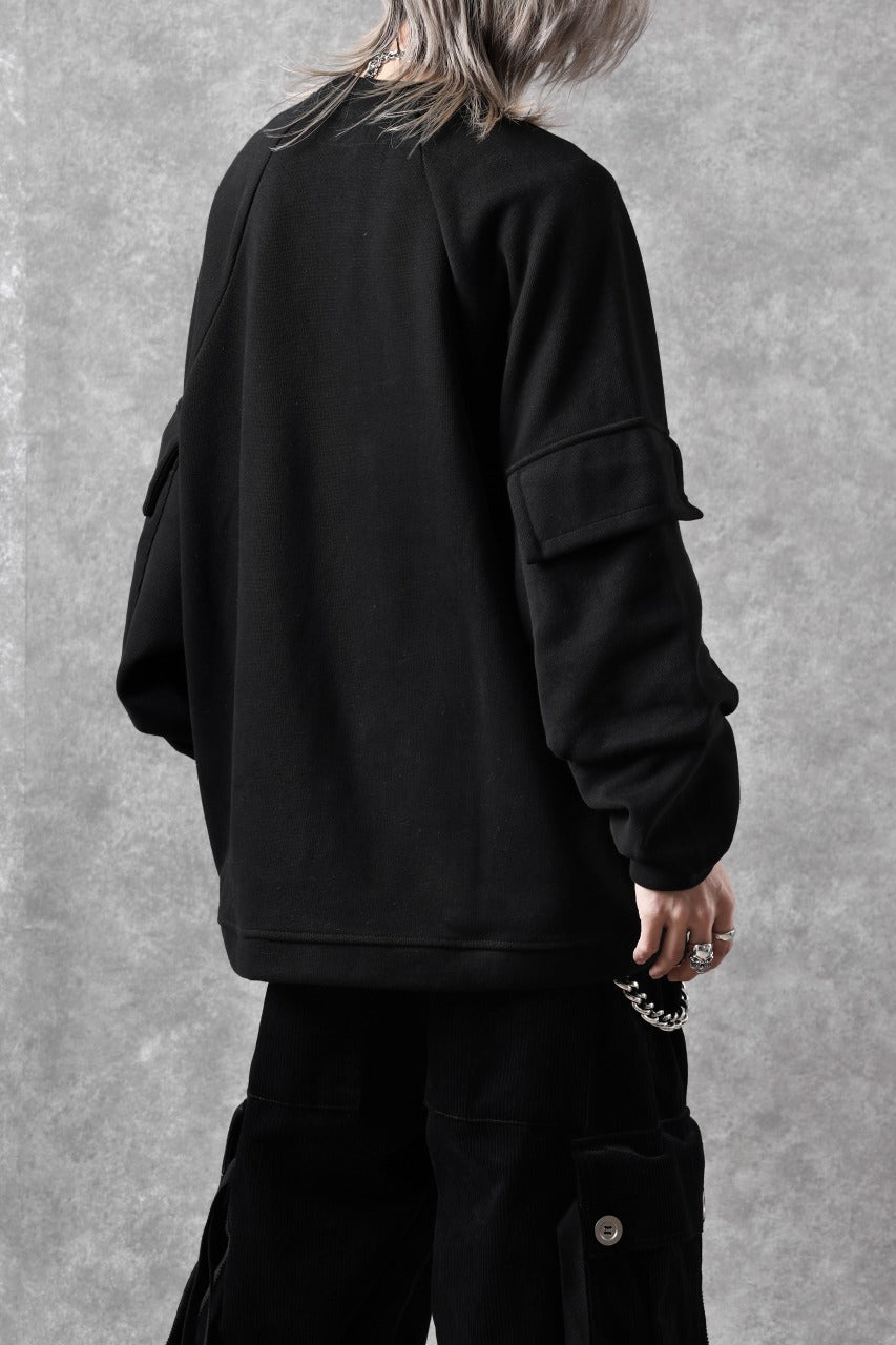 A.F ARTEFACT FLAP POCKET RAGLAN TOP / COPE KNIT JERSEY (BLACK)