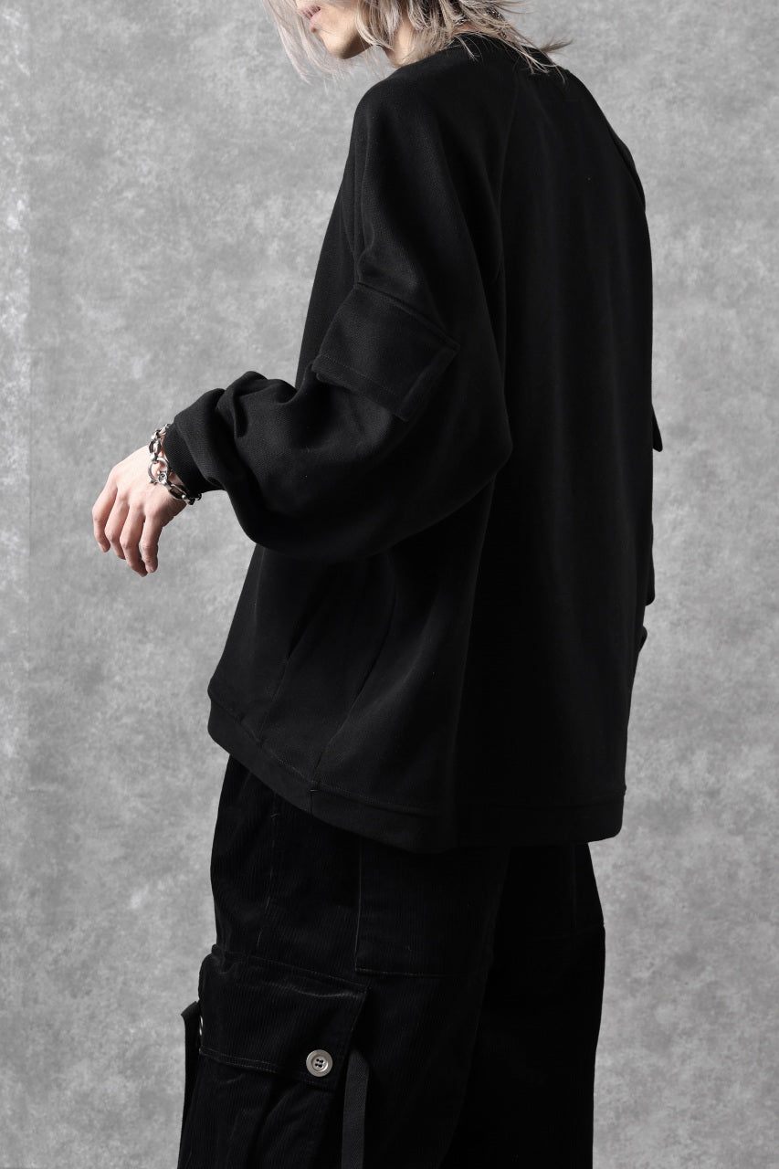 A.F ARTEFACT FLAP POCKET RAGLAN TOP / COPE KNIT JERSEY (BLACK)