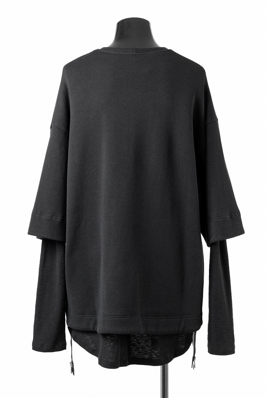 A.F ARTEFACT SIDE ZIP LAYERED PULLOVER / RIB KNIT JERSEY (BLACK)