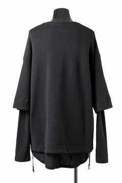 Load image into Gallery viewer, A.F ARTEFACT SIDE ZIP LAYERED PULLOVER / RIB KNIT JERSEY (BLACK)