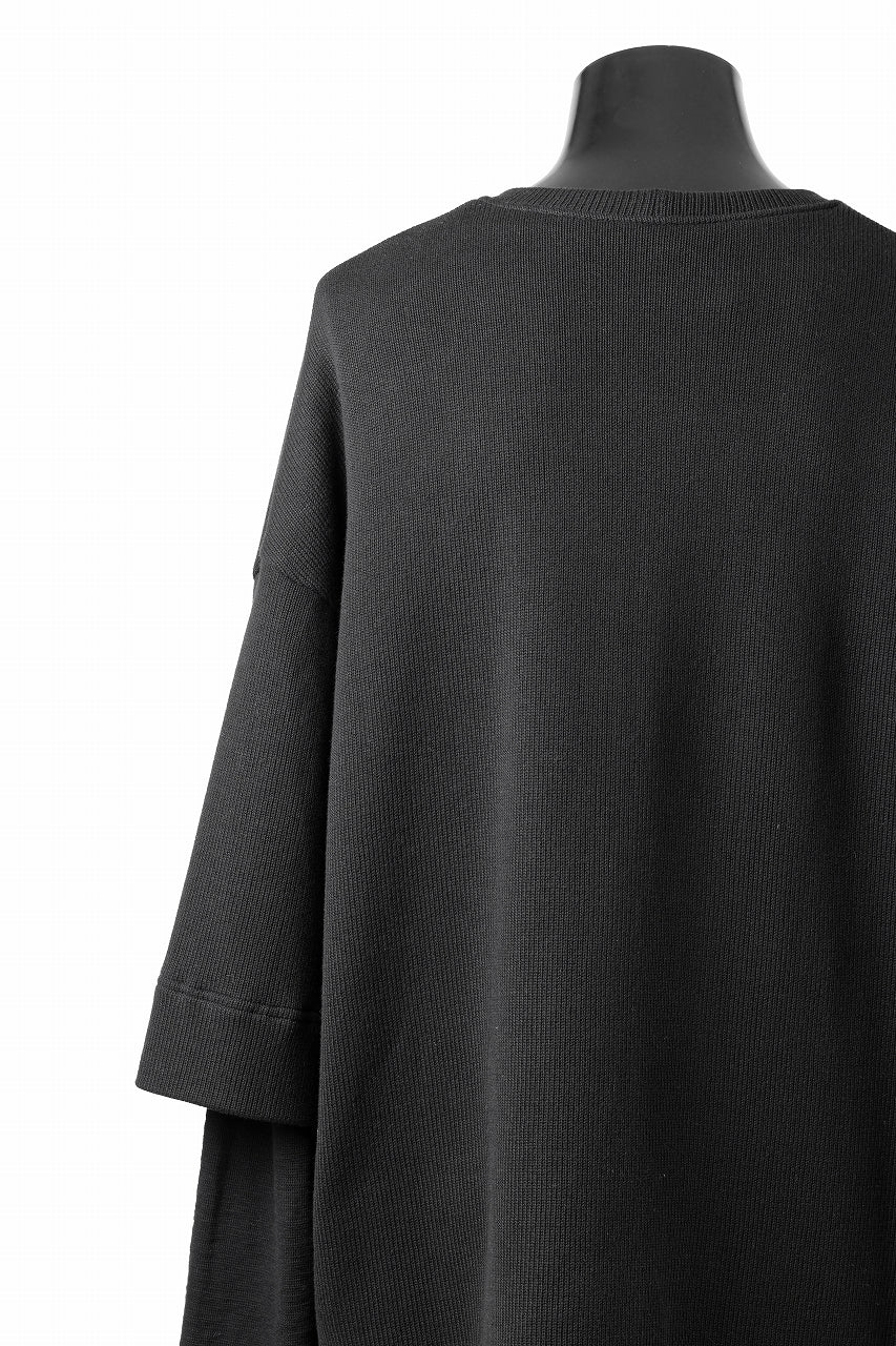 A.F ARTEFACT SIDE ZIP LAYERED PULLOVER / RIB KNIT JERSEY (BLACK)