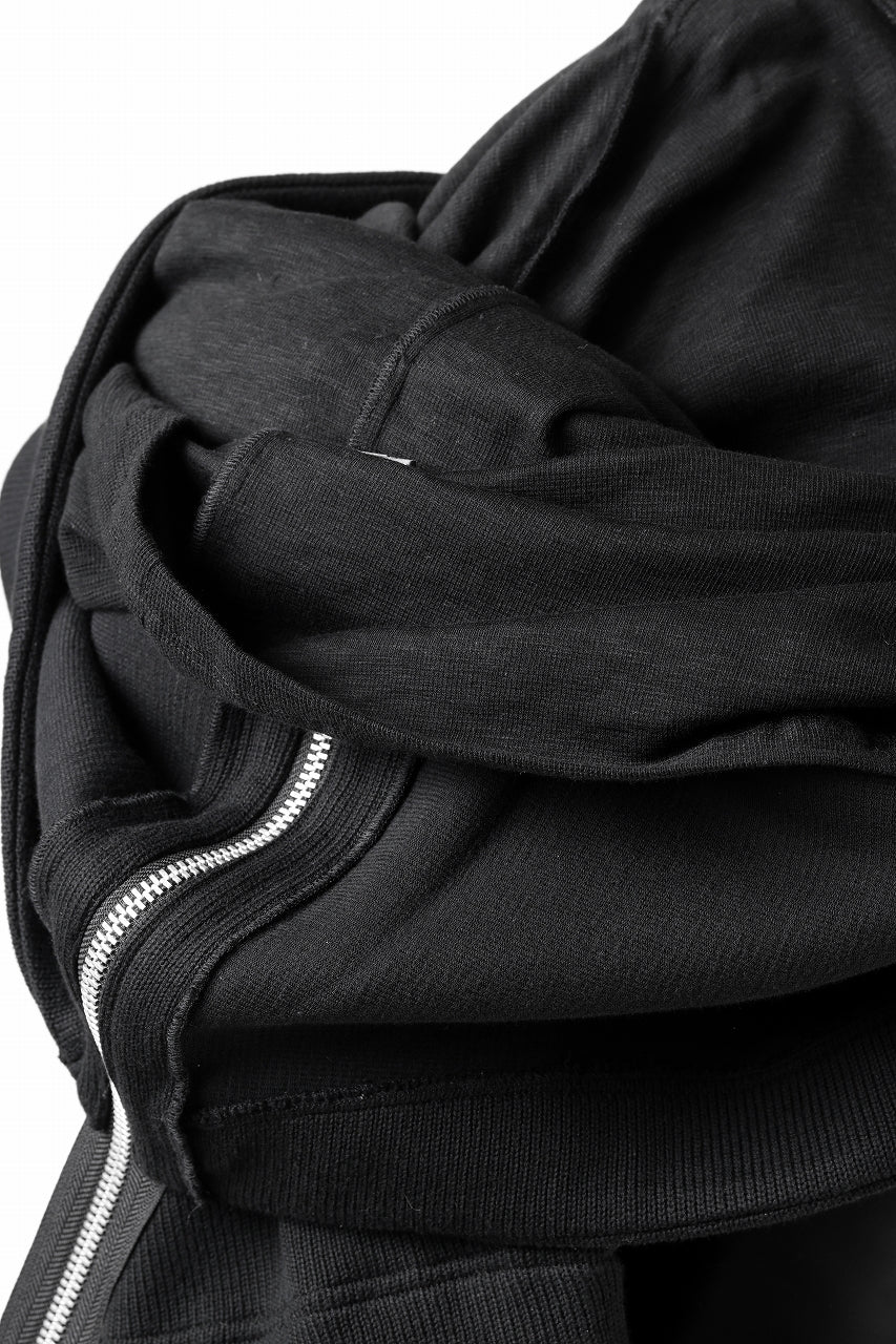 A.F ARTEFACT SIDE ZIP LAYERED PULLOVER / RIB KNIT JERSEY (BLACK)