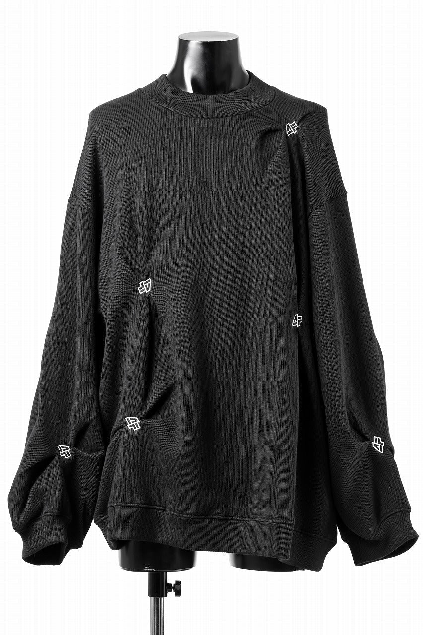 A.F ARTEFACT RANDOM TUCK EMBOIDERY KNIT PULLOVER (BLACK)