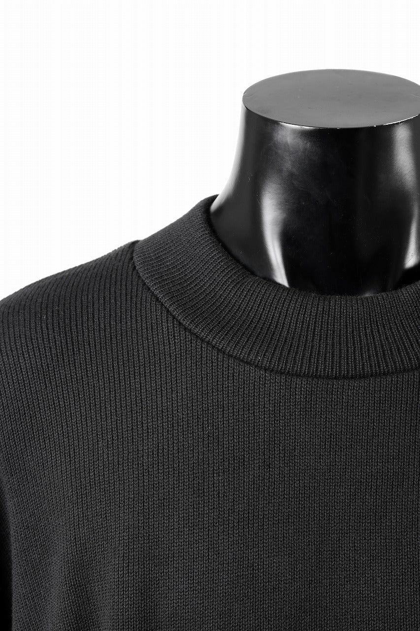 A.F ARTEFACT RANDOM TUCK EMBOIDERY KNIT PULLOVER (BLACK)