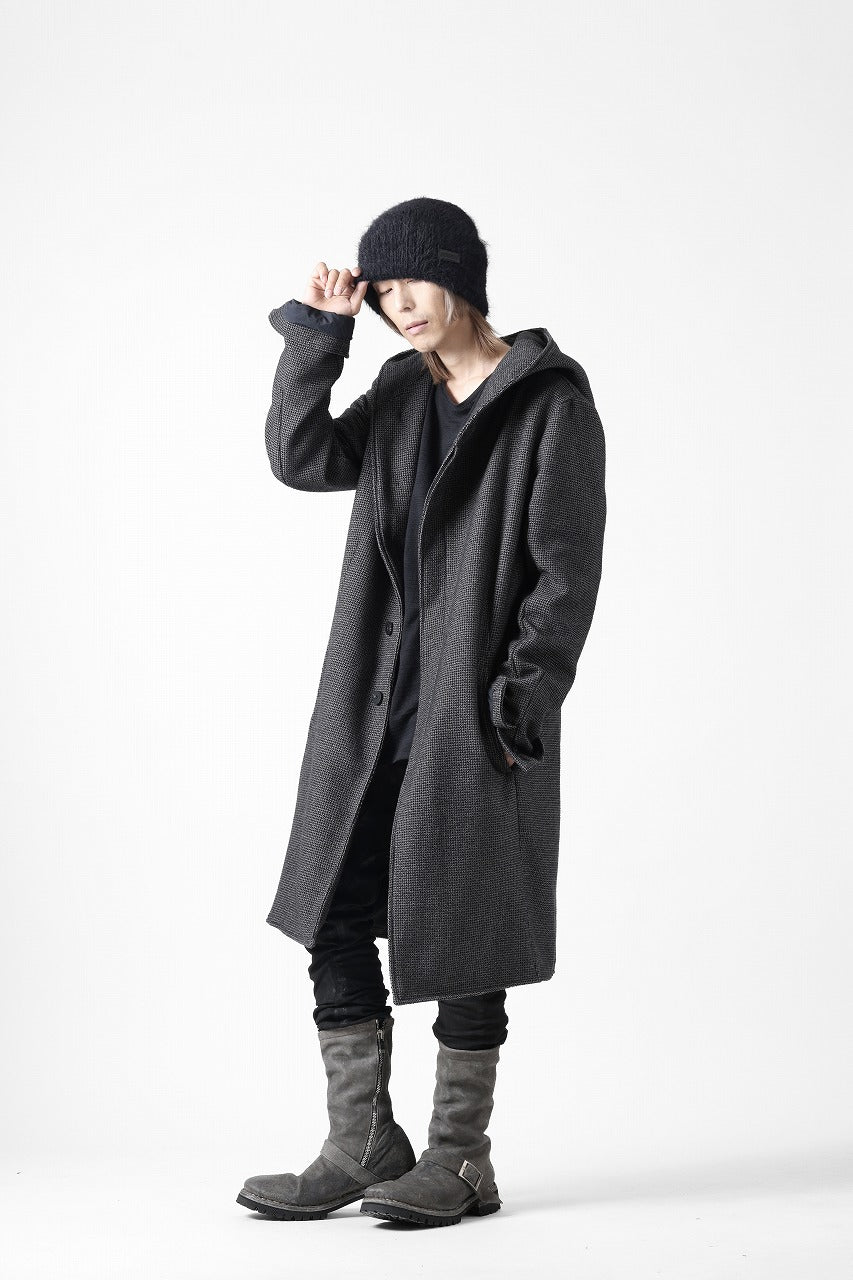 画像をギャラリービューアに読み込む, incarnation HOODED W BREAST BUTTON COAT / MICROSCOPIC CHECK WOOL (T91)