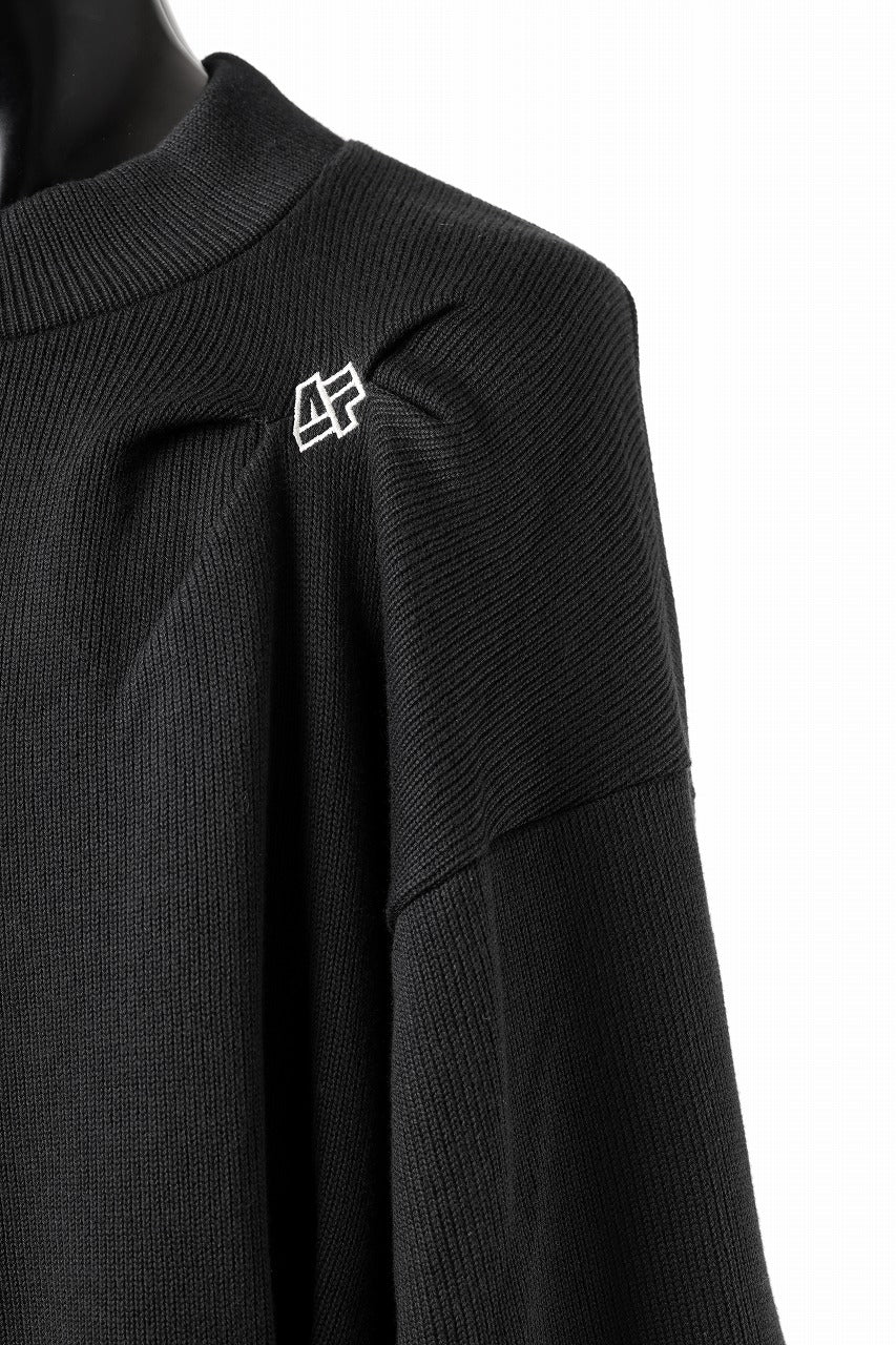 A.F ARTEFACT RANDOM TUCK EMBOIDERY KNIT PULLOVER (BLACK)