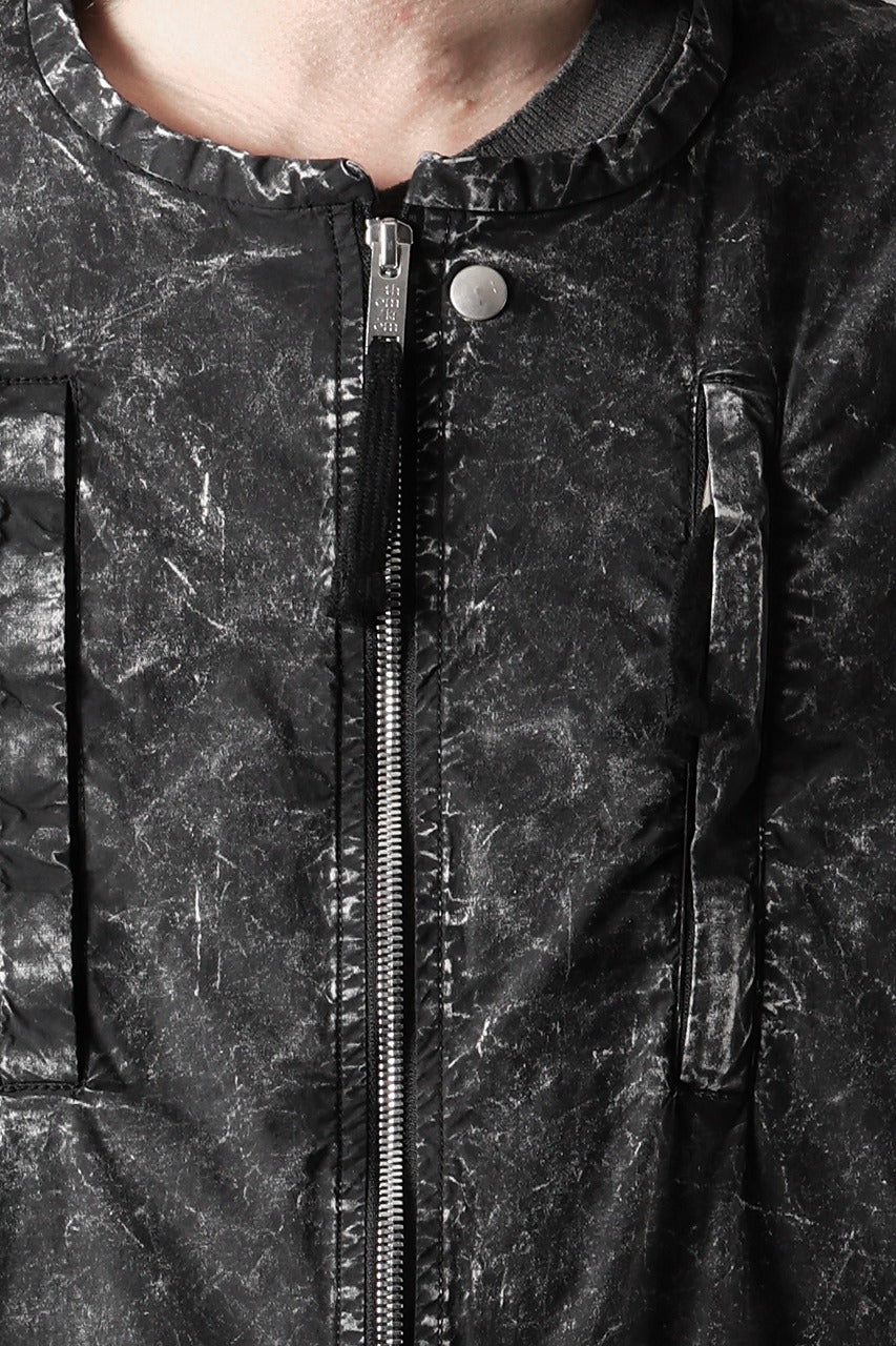 画像をギャラリービューアに読み込む, thom/krom COLLARLESS JACKET / DYED STRETCH COTTON (BLACK MARBLE)