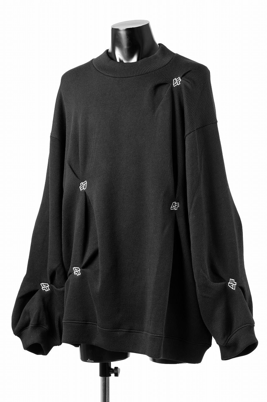 A.F ARTEFACT RANDOM TUCK EMBOIDERY KNIT PULLOVER (BLACK)