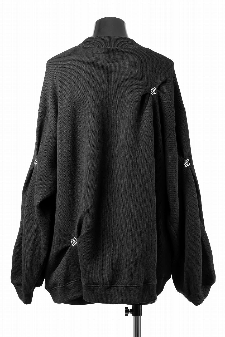 A.F ARTEFACT RANDOM TUCK EMBOIDERY KNIT PULLOVER (BLACK)