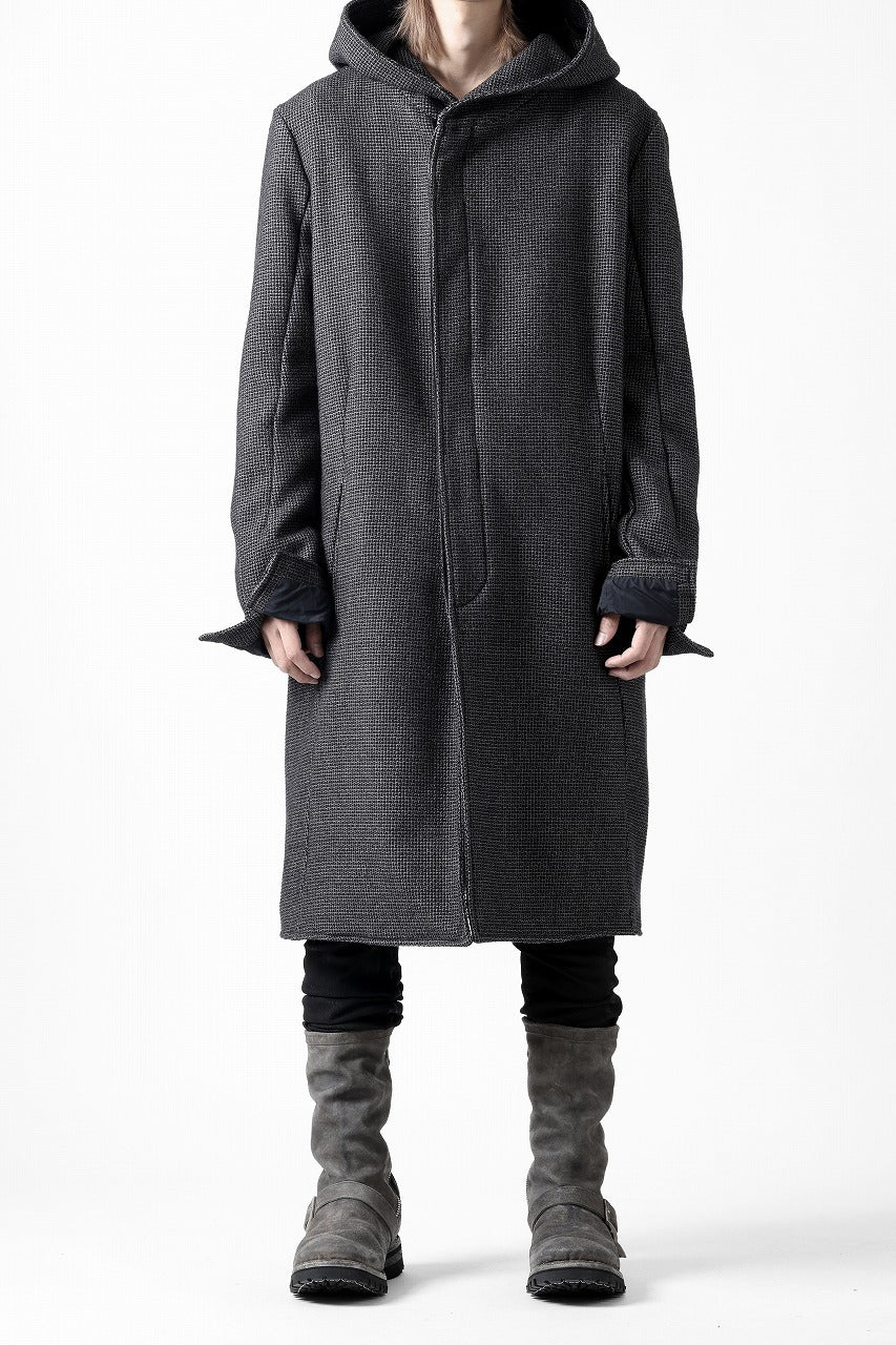 画像をギャラリービューアに読み込む, incarnation HOODED W BREAST BUTTON COAT / MICROSCOPIC CHECK WOOL (T91)