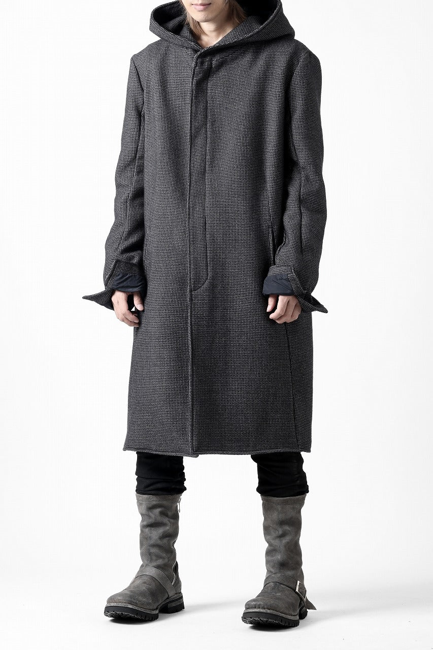 画像をギャラリービューアに読み込む, incarnation HOODED W BREAST BUTTON COAT / MICROSCOPIC CHECK WOOL (T91)