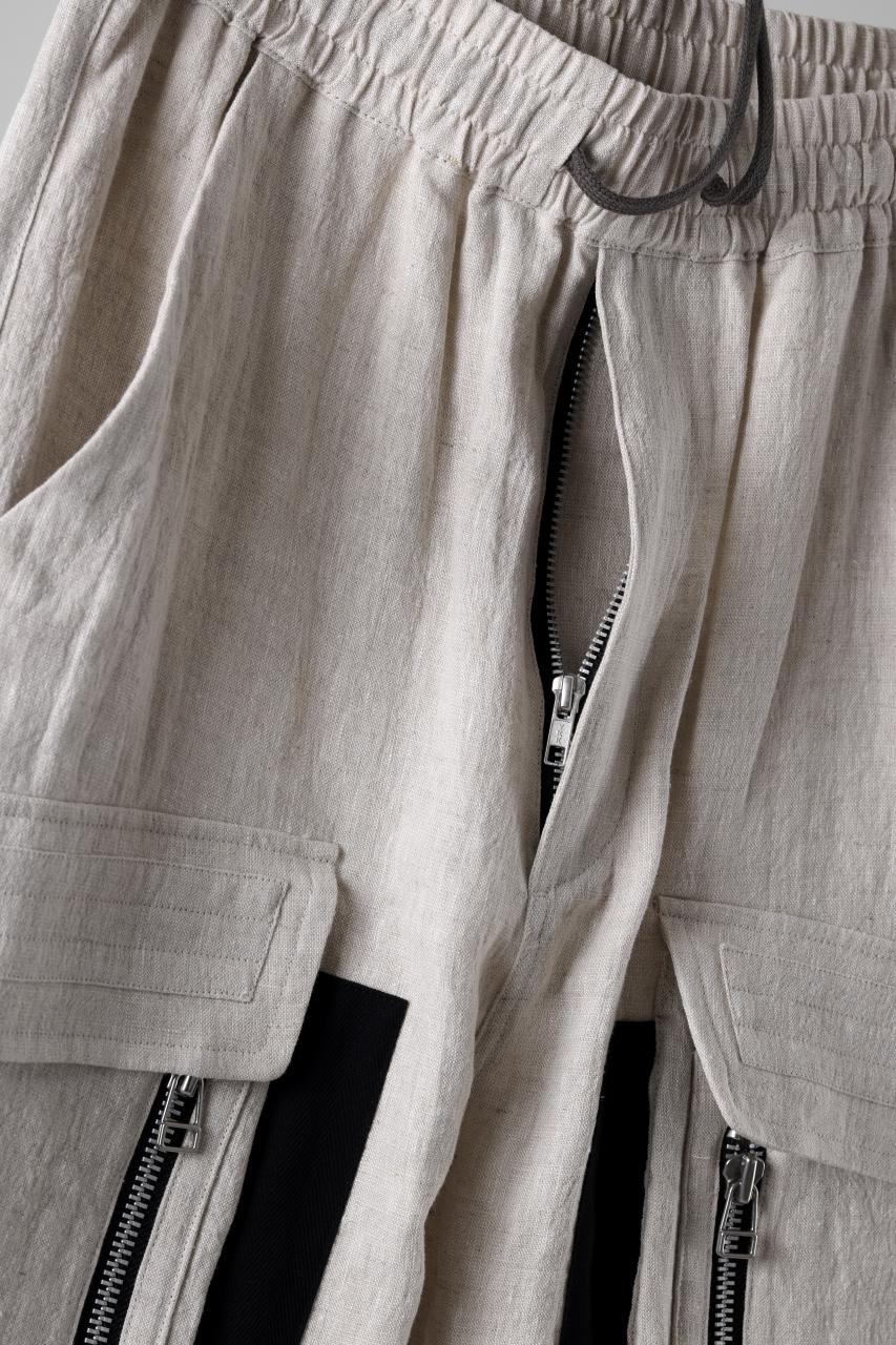 Load image into Gallery viewer, A.F ARTEFACT CARGO POCKET SAROUEL SHORTS / NATURAL LINEN (L.GREY)