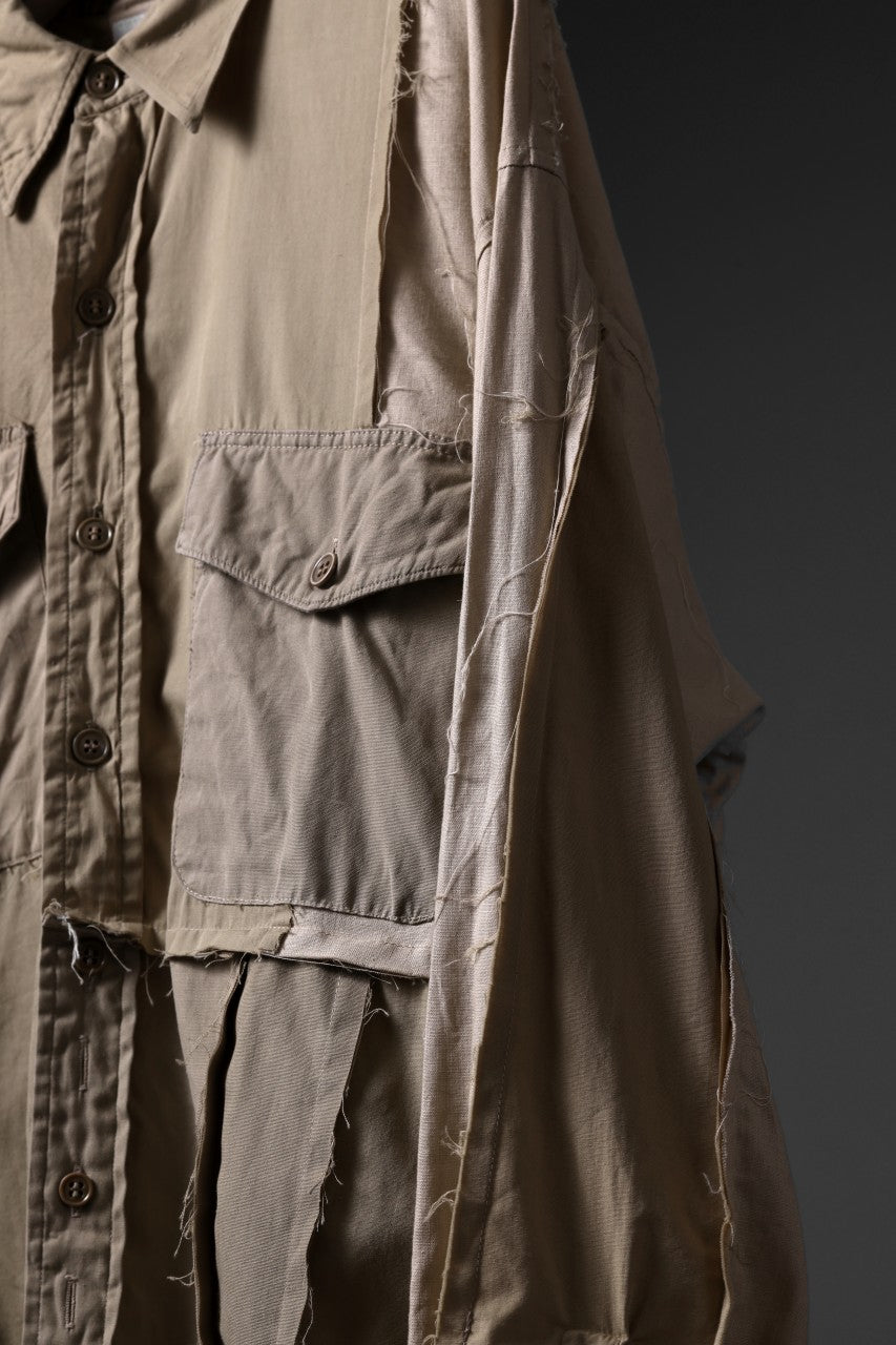 CHANGES CRAZY PANEL SHIRT - MADE BY 50's WORK SHIRT (BEIGE #A)