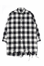 画像をギャラリービューアに読み込む, A.F ARTEFACT GRUNGE SHIRT-COAT / CHECK FLANNEL (BLACK×WHITE)