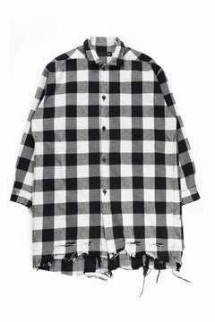 画像をギャラリービューアに読み込む, A.F ARTEFACT GRUNGE SHIRT-COAT / CHECK FLANNEL (BLACK×WHITE)