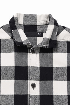 画像をギャラリービューアに読み込む, A.F ARTEFACT GRUNGE SHIRT-COAT / CHECK FLANNEL (BLACK×WHITE)