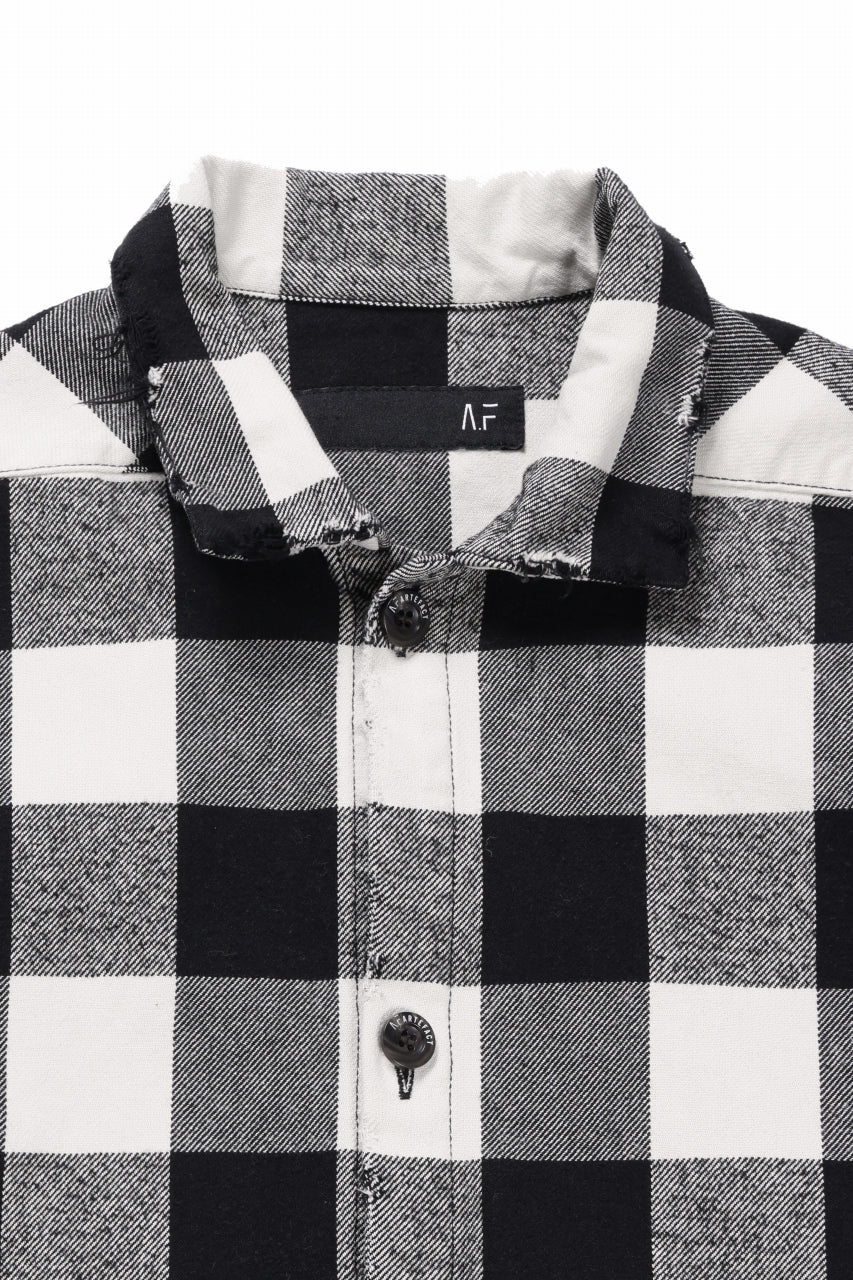 画像をギャラリービューアに読み込む, A.F ARTEFACT GRUNGE SHIRT-COAT / CHECK FLANNEL (BLACK×WHITE)