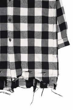 画像をギャラリービューアに読み込む, A.F ARTEFACT GRUNGE SHIRT-COAT / CHECK FLANNEL (BLACK×WHITE)
