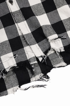 画像をギャラリービューアに読み込む, A.F ARTEFACT GRUNGE SHIRT-COAT / CHECK FLANNEL (BLACK×WHITE)