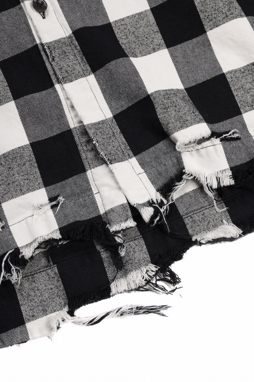 画像をギャラリービューアに読み込む, A.F ARTEFACT GRUNGE SHIRT-COAT / CHECK FLANNEL (BLACK×WHITE)