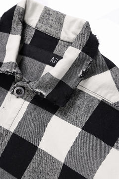 画像をギャラリービューアに読み込む, A.F ARTEFACT GRUNGE SHIRT-COAT / CHECK FLANNEL (BLACK×WHITE)