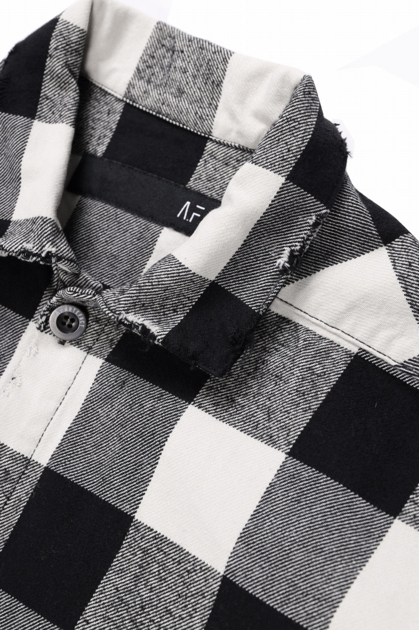 画像をギャラリービューアに読み込む, A.F ARTEFACT GRUNGE SHIRT-COAT / CHECK FLANNEL (BLACK×WHITE)