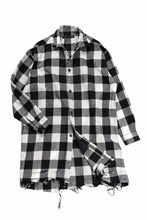 画像をギャラリービューアに読み込む, A.F ARTEFACT GRUNGE SHIRT-COAT / CHECK FLANNEL (BLACK×WHITE)