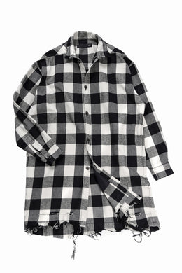 A.F ARTEFACT GRUNGE SHIRT-COAT / CHECK FLANNEL (BLACK×WHITE)