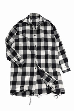 画像をギャラリービューアに読み込む, A.F ARTEFACT GRUNGE SHIRT-COAT / CHECK FLANNEL (BLACK×WHITE)