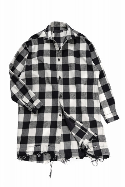 【SAMPLE】A.F ARTEFACT GRUNGE SHIRT-COAT / CHECK FLANNEL (BLACK×WHITE)