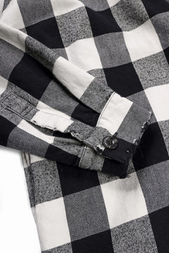 画像をギャラリービューアに読み込む, A.F ARTEFACT GRUNGE SHIRT-COAT / CHECK FLANNEL (BLACK×WHITE)