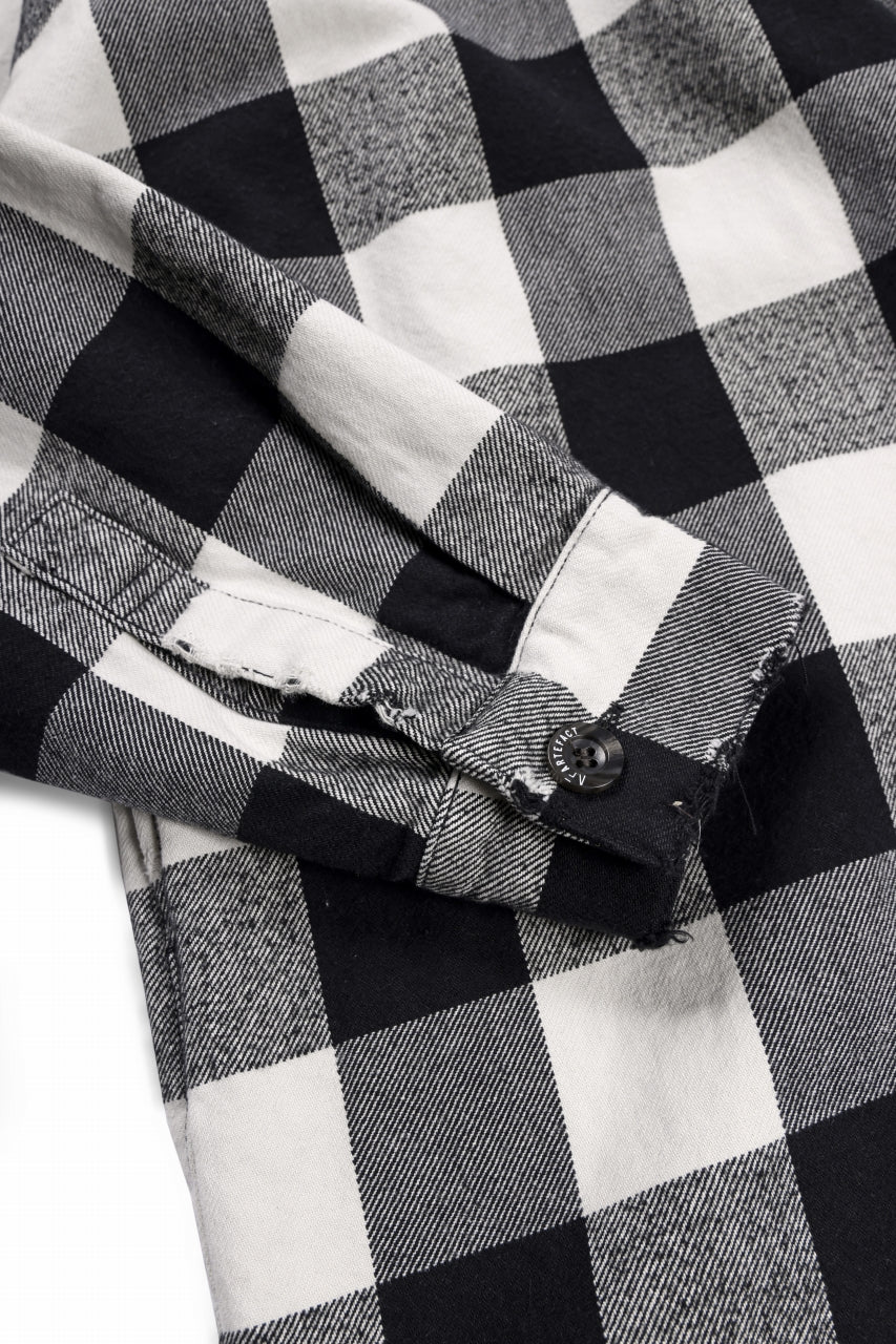 画像をギャラリービューアに読み込む, A.F ARTEFACT GRUNGE SHIRT-COAT / CHECK FLANNEL (BLACK×WHITE)
