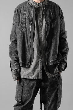 画像をギャラリービューアに読み込む, thom/krom COLLARLESS JACKET / DYED STRETCH COTTON (BLACK MARBLE)