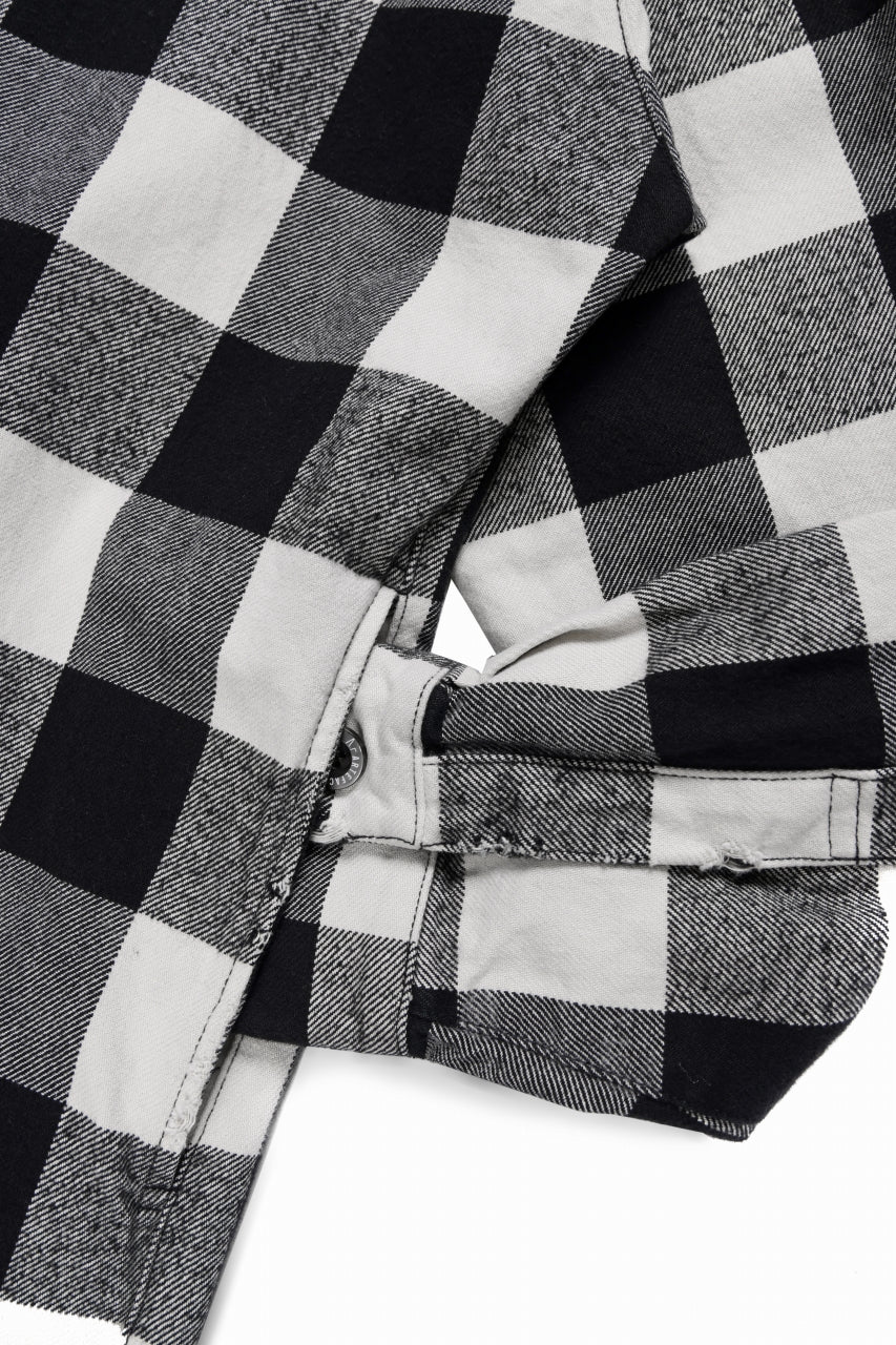 画像をギャラリービューアに読み込む, A.F ARTEFACT GRUNGE SHIRT-COAT / CHECK FLANNEL (BLACK×WHITE)