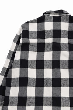 画像をギャラリービューアに読み込む, A.F ARTEFACT GRUNGE SHIRT-COAT / CHECK FLANNEL (BLACK×WHITE)