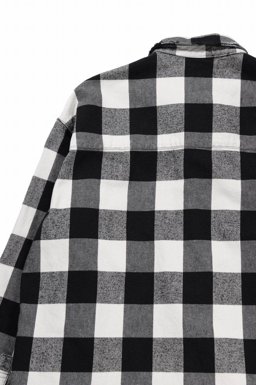 画像をギャラリービューアに読み込む, A.F ARTEFACT GRUNGE SHIRT-COAT / CHECK FLANNEL (BLACK×WHITE)