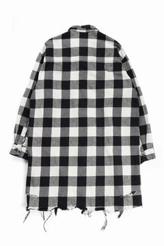 画像をギャラリービューアに読み込む, A.F ARTEFACT GRUNGE SHIRT-COAT / CHECK FLANNEL (BLACK×WHITE)
