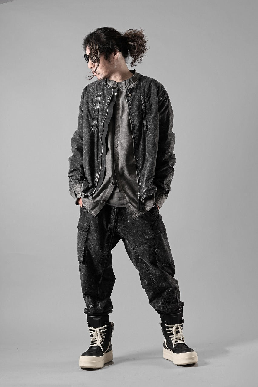 画像をギャラリービューアに読み込む, thom/krom COLLARLESS JACKET / DYED STRETCH COTTON (BLACK MARBLE)