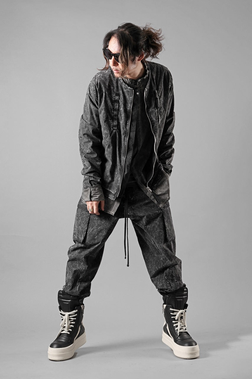 画像をギャラリービューアに読み込む, thom/krom COLLARLESS JACKET / DYED STRETCH COTTON (BLACK MARBLE)