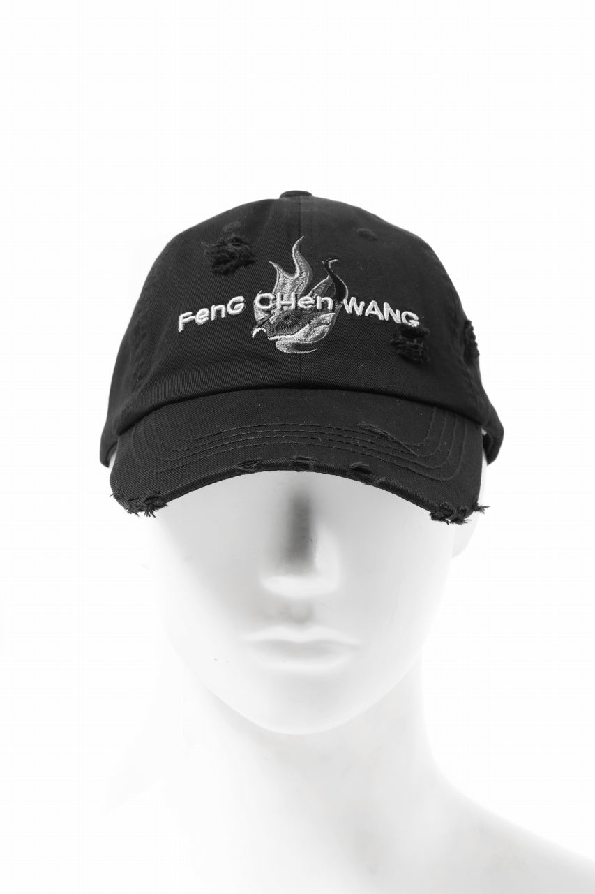 Feng Chen Wang BLACK AND GREY PHOENIX EMBROIDERED CANVAS CAP 