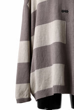 Load image into Gallery viewer, A.F ARTEFACT STRIPES COMBI KNIT TOPS / SUMMER COTTON &amp; LINEN (GREY x IVORY)
