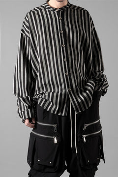 画像をギャラリービューアに読み込む, A.F ARTEFACT STAND COLLAR SHIRT / VERTICAL STRIPE (BLACK x LIGHT GREY)