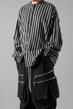 画像をギャラリービューアに読み込む, A.F ARTEFACT STAND COLLAR SHIRT / VERTICAL STRIPE (BLACK x LIGHT GREY)