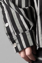 画像をギャラリービューアに読み込む, A.F ARTEFACT STAND COLLAR SHIRT / VERTICAL STRIPE (BLACK x LIGHT GREY)